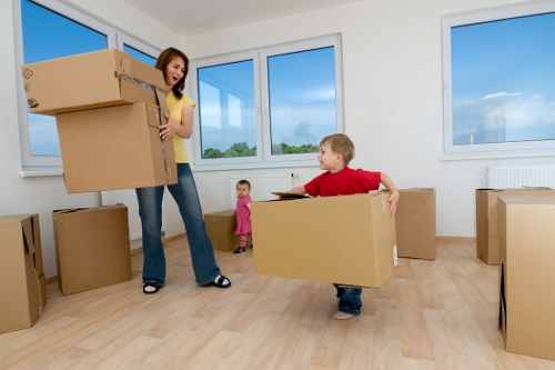 Small removal van loading boxes in Tottenham